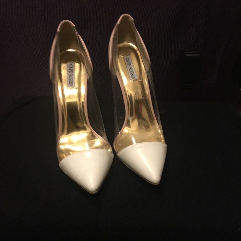 Pink & White clear heels